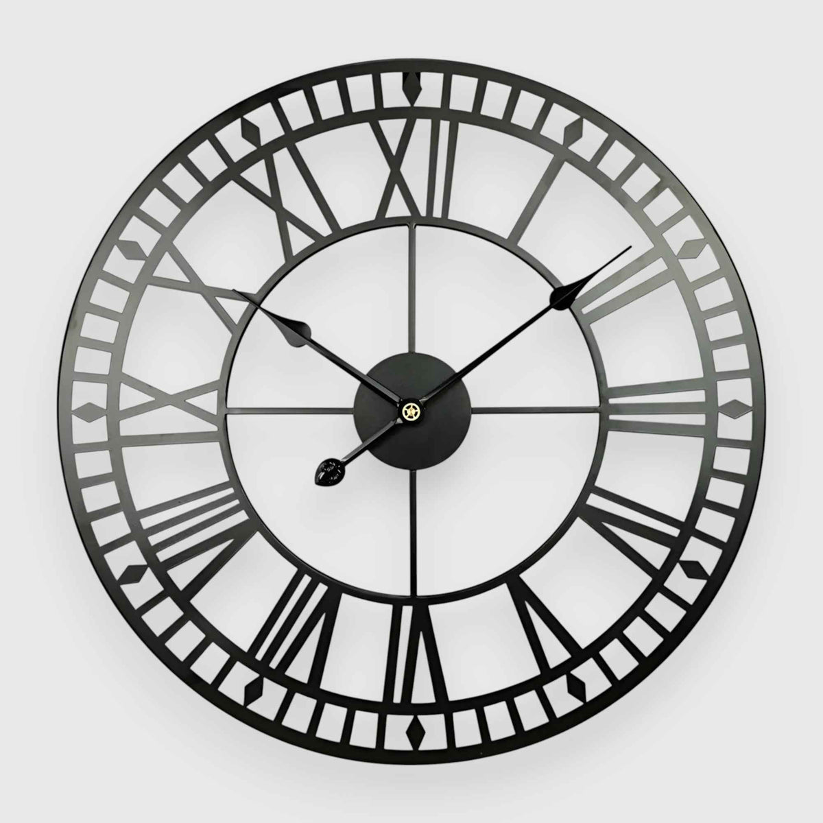 wall clock : Horloge Murale Vintage Métal Design Rétro dans Noir de Marche Lino