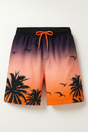 Boxer Homme Imprimé Palmiers Coucher de soleil, Coton Doux, Motif Exotique