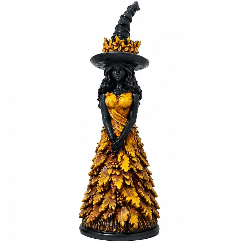 Figurine de Sorcière Gothique avec Détails d'Automne - Résine 25cm