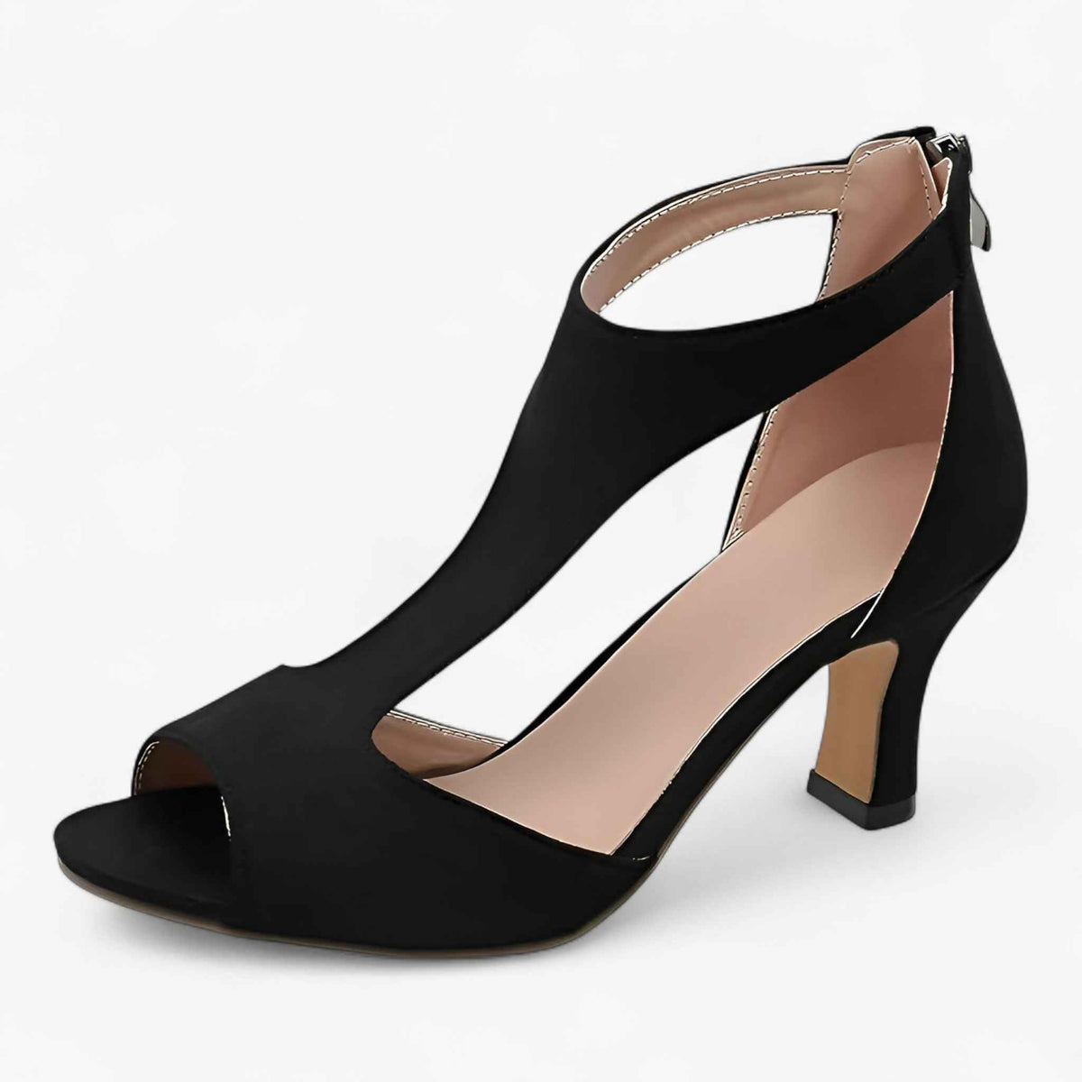 Heels : Escarpins Ouverts en Cuir pour Femme - Modernes et Confortables dans Noir de Concept Odense
