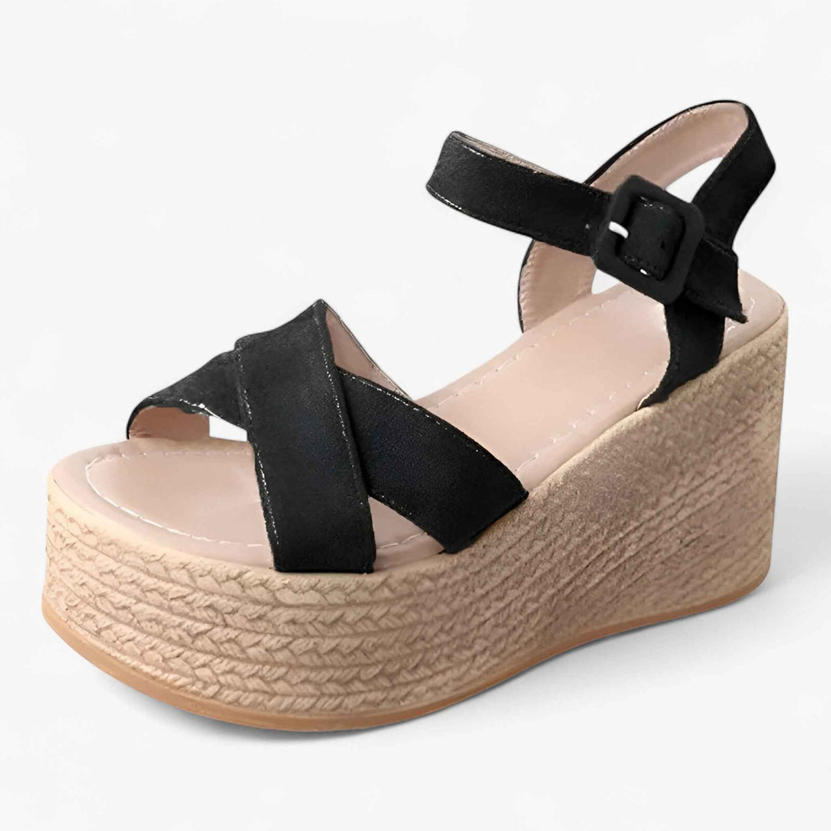 Sandals : Sandales compensées Iris : Chic, confortables et polyvalentes pour femme dans Noir de Concept Odense