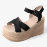 women's sandals : Sandales compensées Iris : Chic, confortables et polyvalentes pour femme dans Noir de Concept Odense
