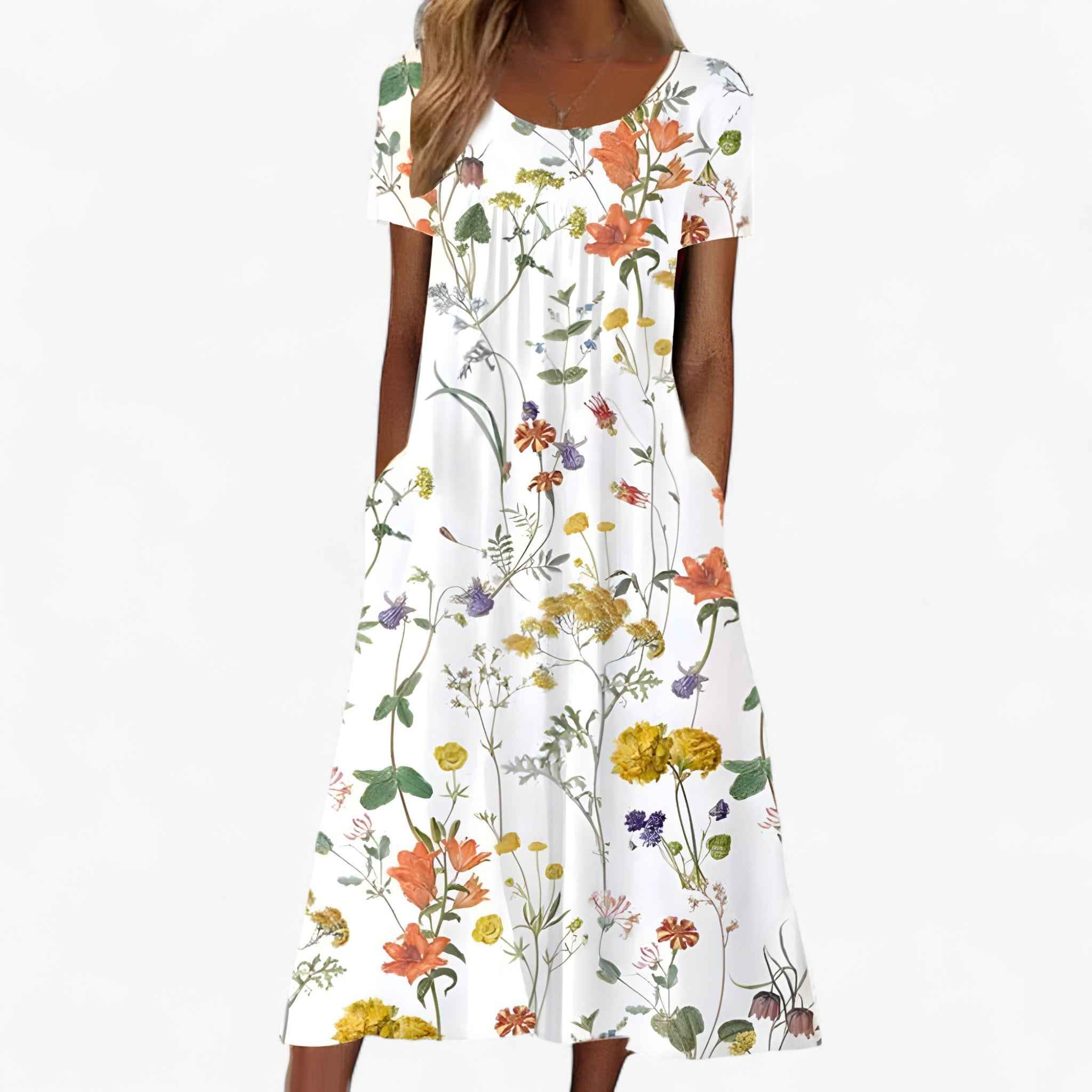 Robe Longue Florale Boho Femme avec Cache-maillot Intégré pour la Plage et la Mer