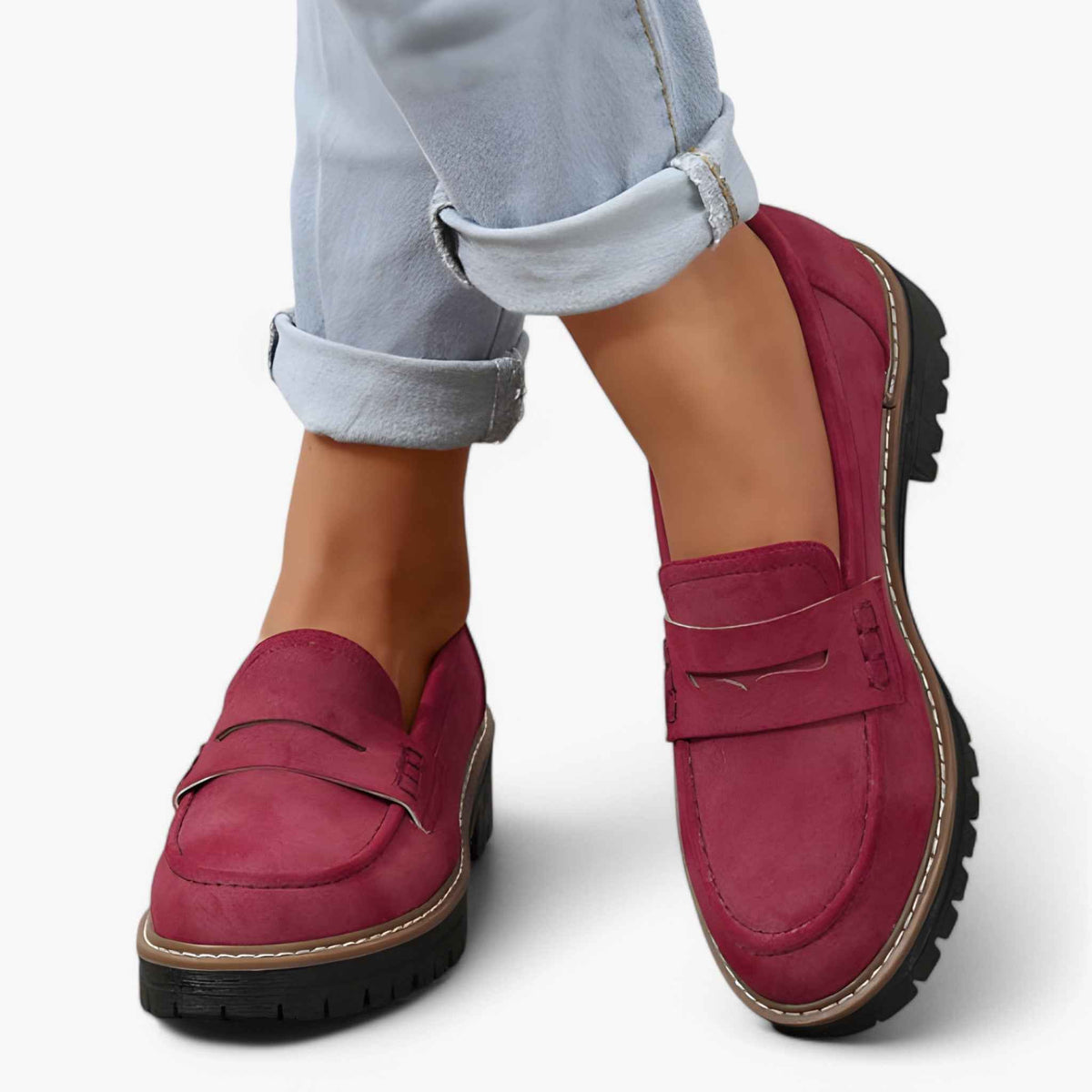 Loafers : Mocassins Tykkede Femme en Cuir Noir - Confortables et Élégants dans Bordeaux de Marche Lino
