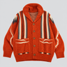 men's cardigan : Cardigan Homme en Chenille à Boutons avec Motif Géométrique Vintage dans Red de Marche Lino