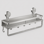 Étagère de salle de bain en aluminium avec ventouses - Étagère murale avec crochets