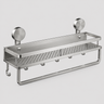 Rangement & Décoration : Étagère de salle de bain en aluminium avec ventouses - Étagère murale avec crochets dans Argent de Pantinoshop