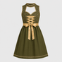 Dirndl femme vert, tablier, laçage, style bavarois