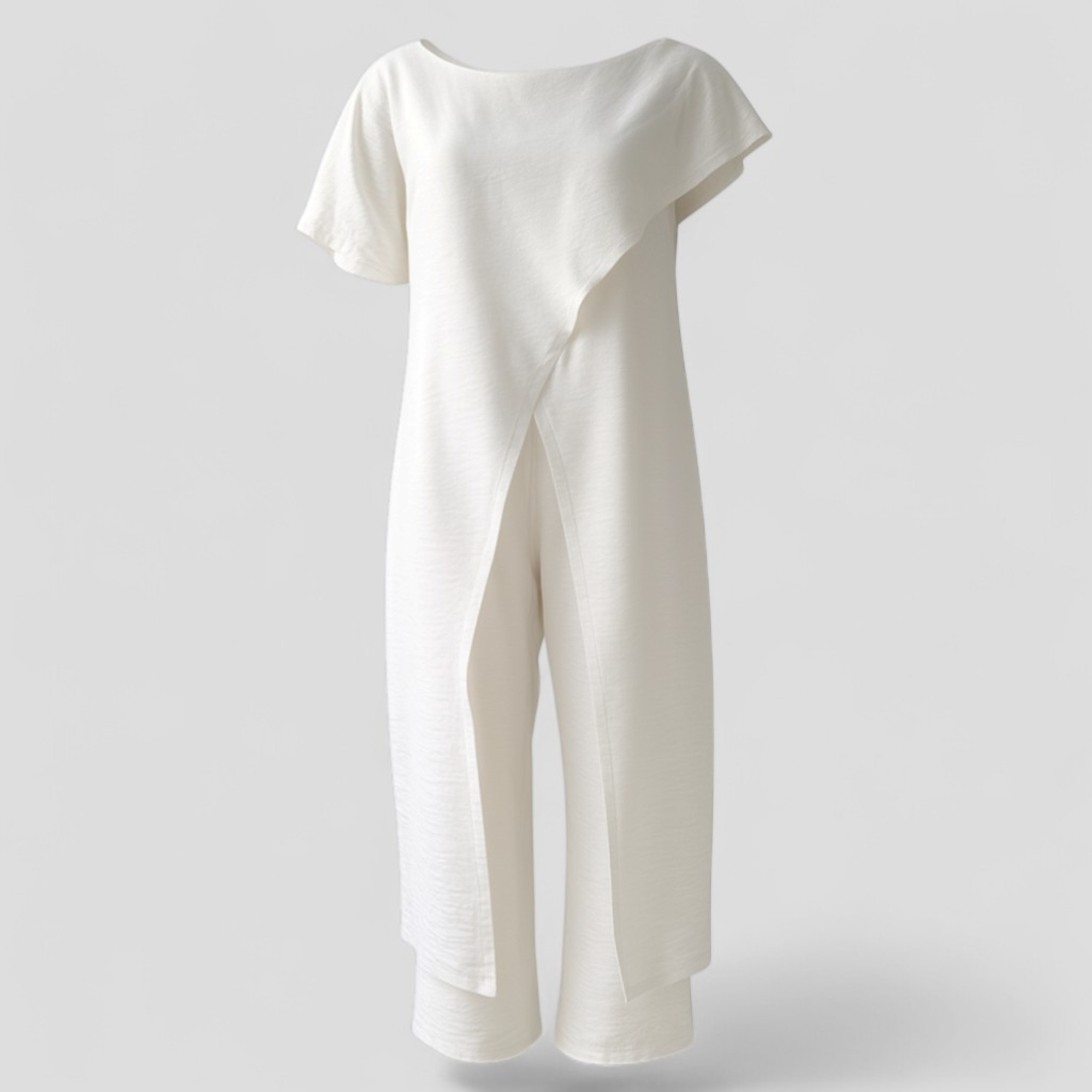 Ensemble Élégant pour Femme avec Top Crop et Pantalon Taille Haute - Tenue d'Été Décontractée