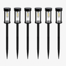 outdoor light : Lampes solaires de jardin extérieures - Piquets de chemin LED noirs (Lot de 10) dans Noir - 62.5 × 7.5 × 7.5 cm (24.6" × 3.0" × 3.0") 6 pièces de Floriva Dom