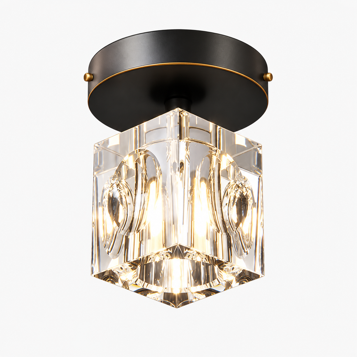 ceiling light : Plafonnier Cristal Géométrique - Finition Moderne Noire ou Dorée dans Noir 6.5cm × 6.5cm × 12cm (2.56" × 2.56" × 4.72") de Floriva Dom