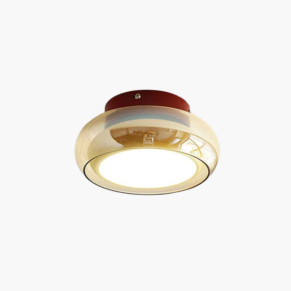 ceiling light : Plafonnier LED Rétro en Verre - 3 Températures de Couleur dans Rouge et cognac 3 couleurs - Ø 20cm x H 6cm Ø 7.87" × H 2.36" de Floriva Dom
