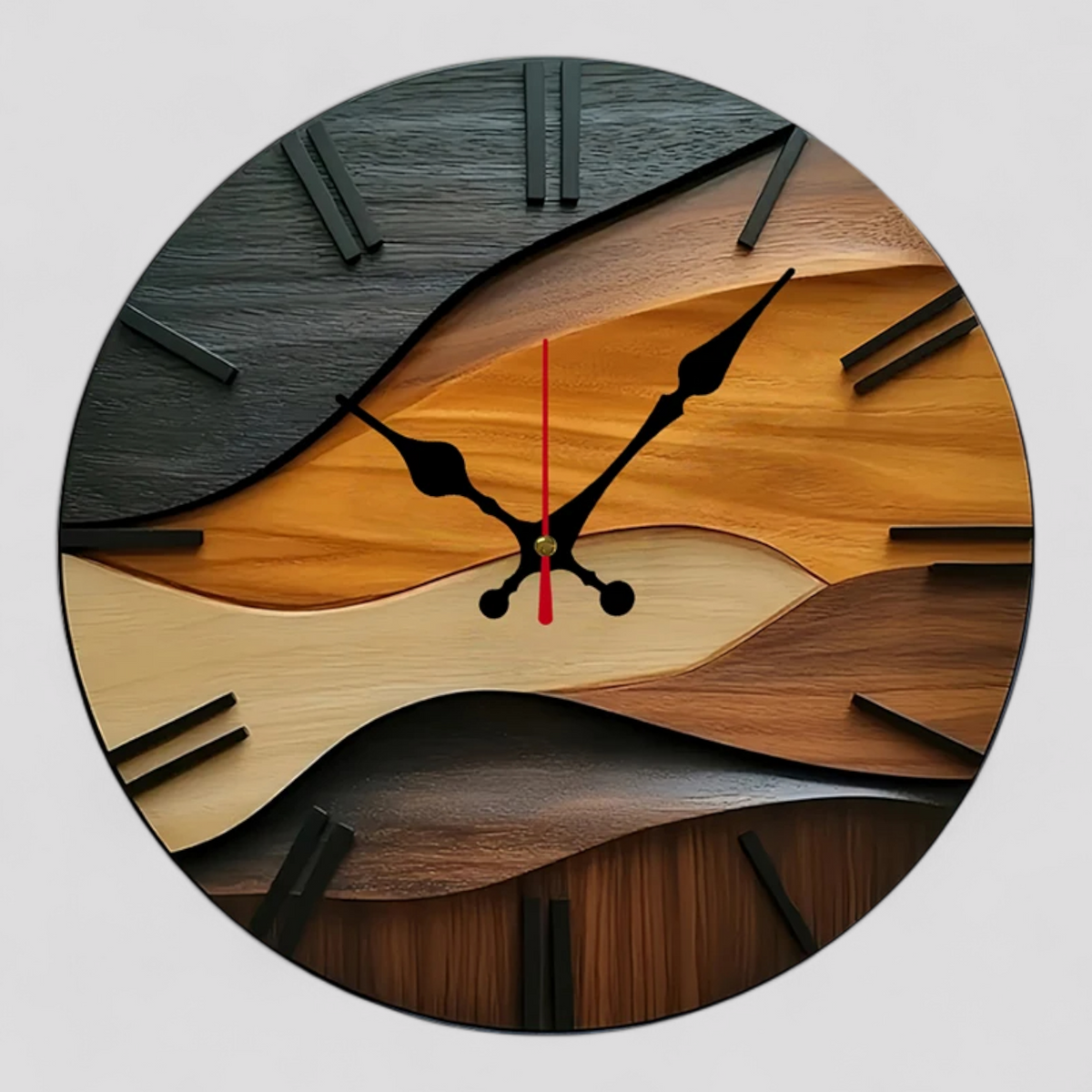 Horloges murales : Horloge Murale Grande Bois Moderne - Design Élégant pour Salon & Cuisine dans de Marche Lino