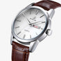 Montre Homme Classique Élégante avec Bracelet en Cuir Véritable Marron, Boîtier Fin