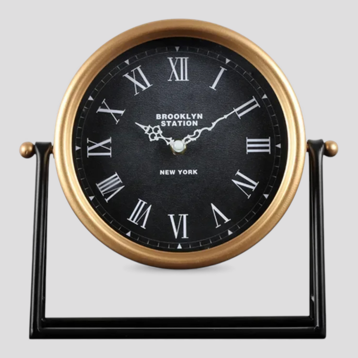 Horloges de bureau : Horloge de Bureau Vintage Dorée en Verre et Métal - Style Rétro Élégant dans de Marche Lino