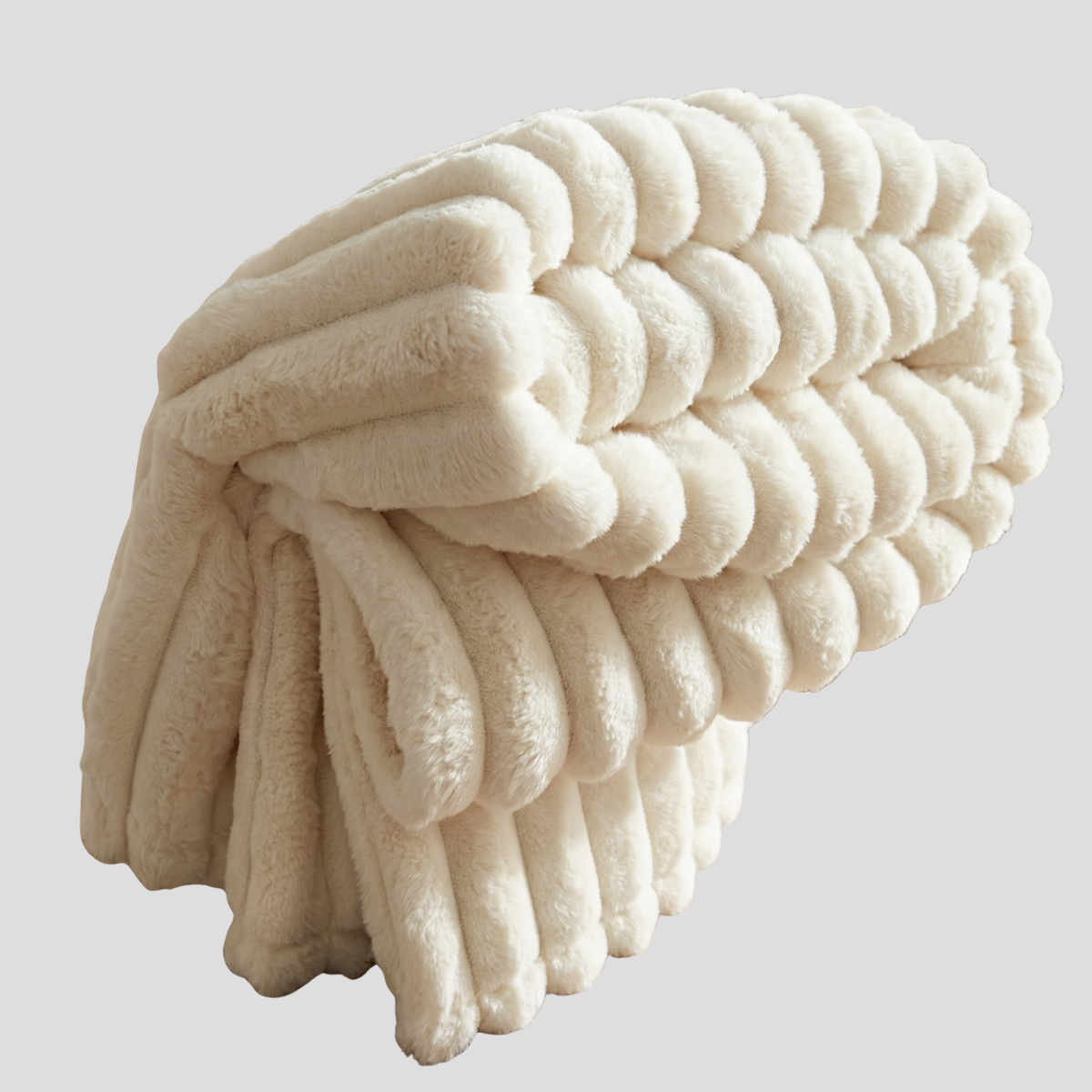 Literie : Couverture Polaire en Peluche Polyester Literie dans Blanc ivoire 100x150cm 1pcs de Marche Lino