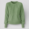 women's sweater : Pull Femme à Manches Larges Coton Coupe Régulière dans Vert clair de Marche Lino
