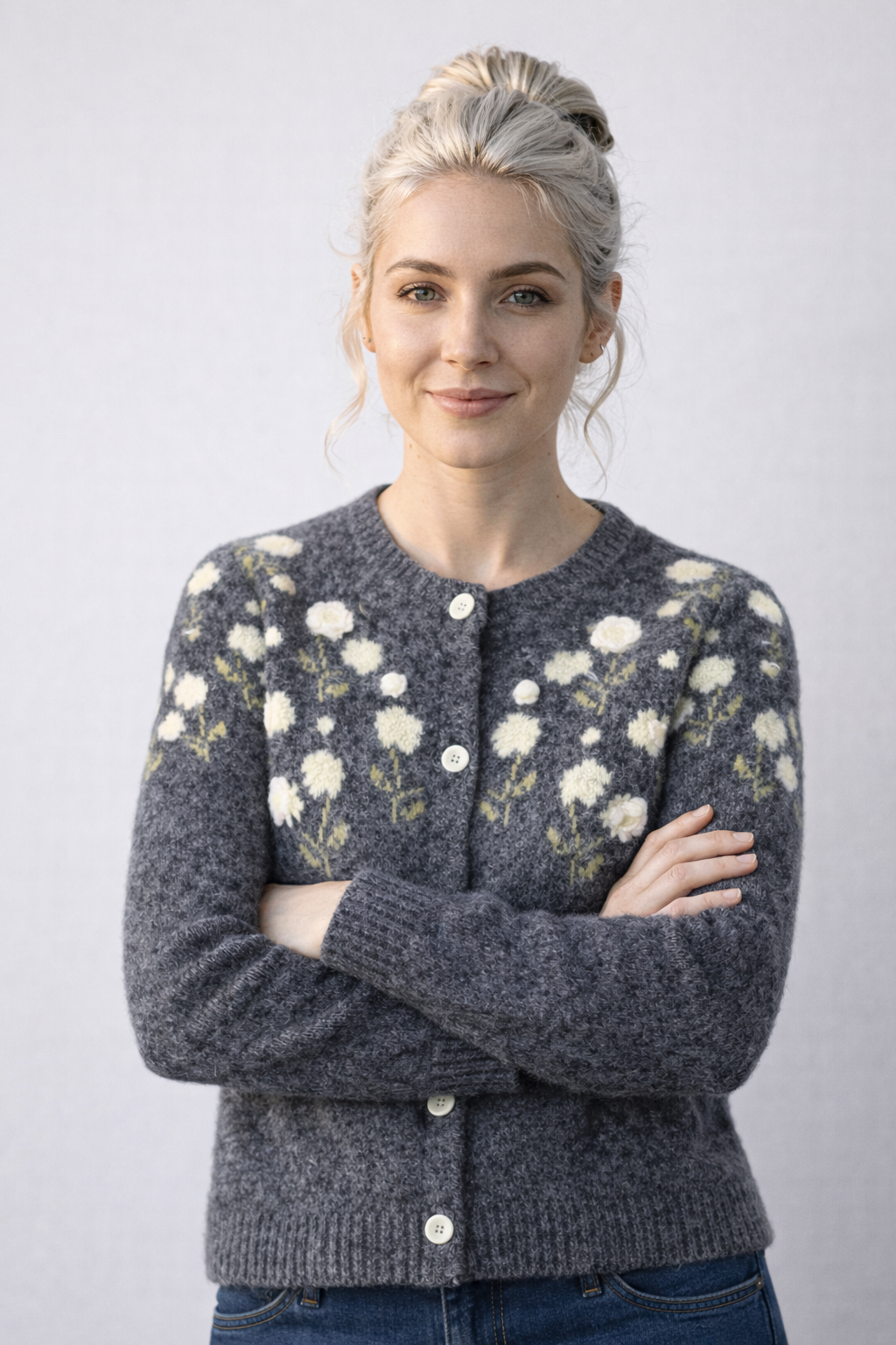 Pulls pour femmes : Pull Femme Ample à Broderie 3D Vintage Laine dans de Marche Lino