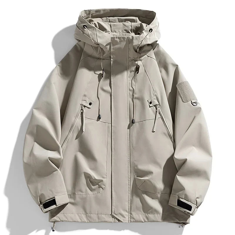 Jackets : Coupe-Vent Homme à Capuche Imperméable dans Beige de Roselva