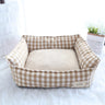 pets : Lit pour chien Motif à carreaux beige - Lieu de repos douillet - 100% Coton dans Beige de Marche Lino