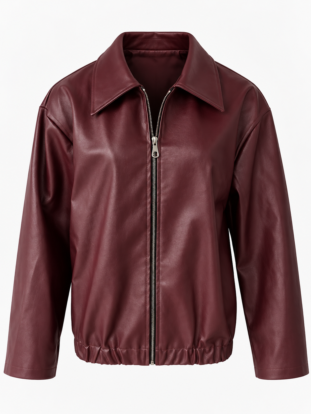 women's jacket : Veste Courte Femme Bordeaux avec Col et Fermeture Éclair dans de Roselva