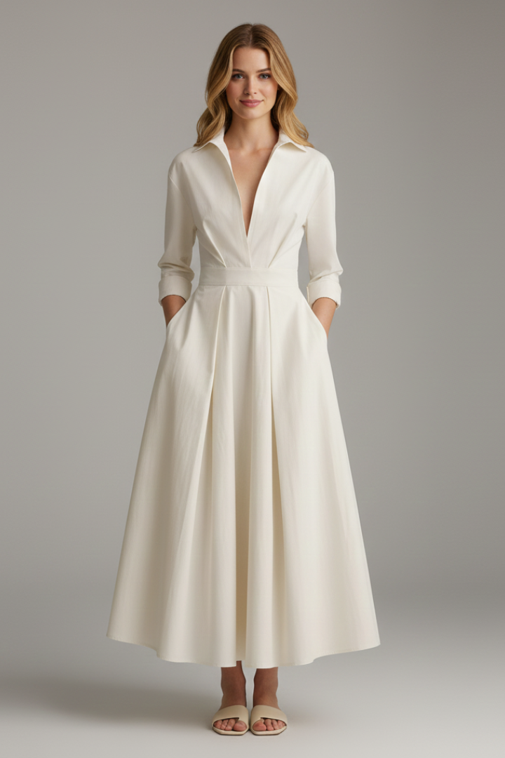 Robe Midi Femme a Taille Marquee