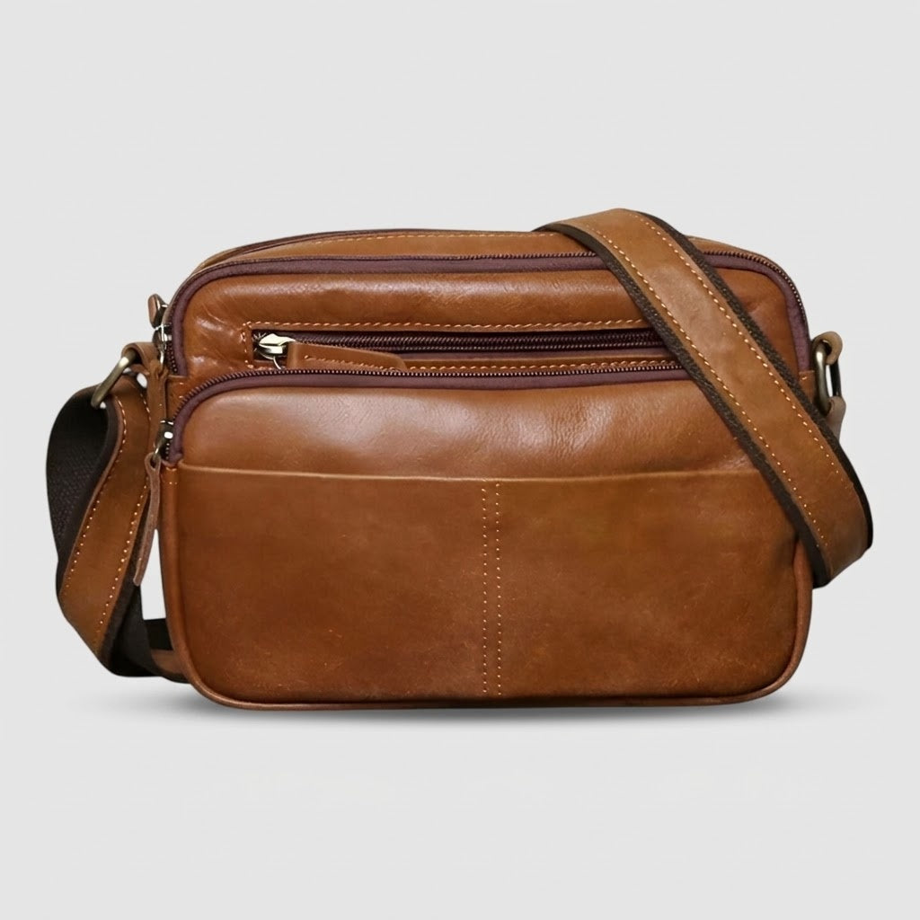 Bags : Sac Bandoulière Homme Premium en Cuir Mat Marron dans Default Title de Roselva