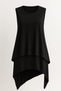 Top Femme Asymétrique Fluide Noir Élégant Sans Manches S-XL