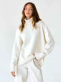 Pull à col roulé montant pour femme avec poignets élastiques