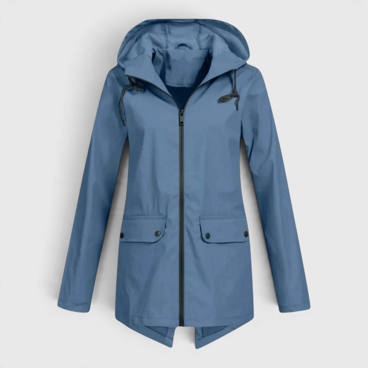 Coat : Parka pour Femme à Capuche Cordon dans Bleu de Marche Lino