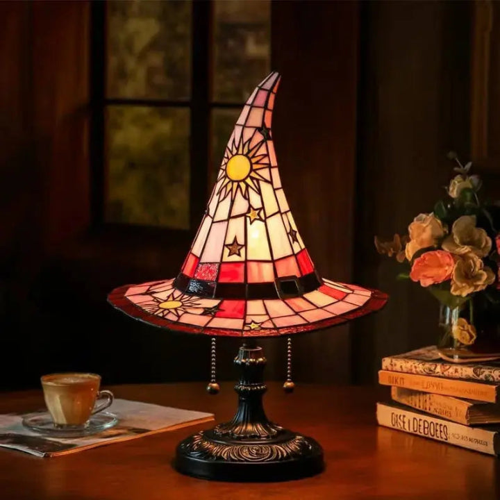 Lampe Chapeau de Sorcière en Verre Teinté - Lumière Chaude Artisanale