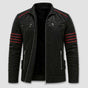 Veste Biker Homme en Cuir Synthétique avec Bandes Contrastées