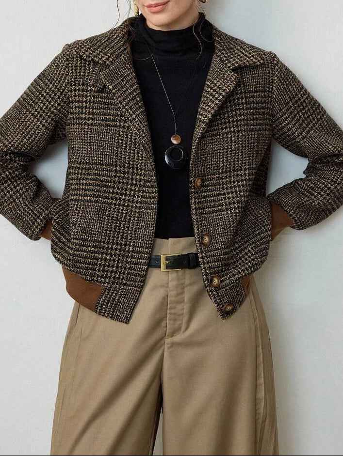 Tweed Jacket : Veste Courte en Tweed Femme - Chic Sans Effort pour Automne et Hiver dans de Marche Lino