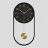 wall clock : Horloge Murale Moderne en Métal avec Pendule - 40×20 Cm dans Noir de Marche Lino