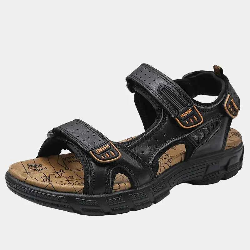sandale : Sandales pour hommes avec brides réglables dans Noir de Marche Lino