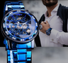 watches : Montre Homme Acier Doré - Montre-bracelet Quartz Luxe avec Bracelet en Acier Réglable dans de Marche Lino