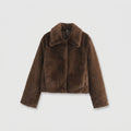 Veste Longue Femme avec Col Revers et Détail Boutons