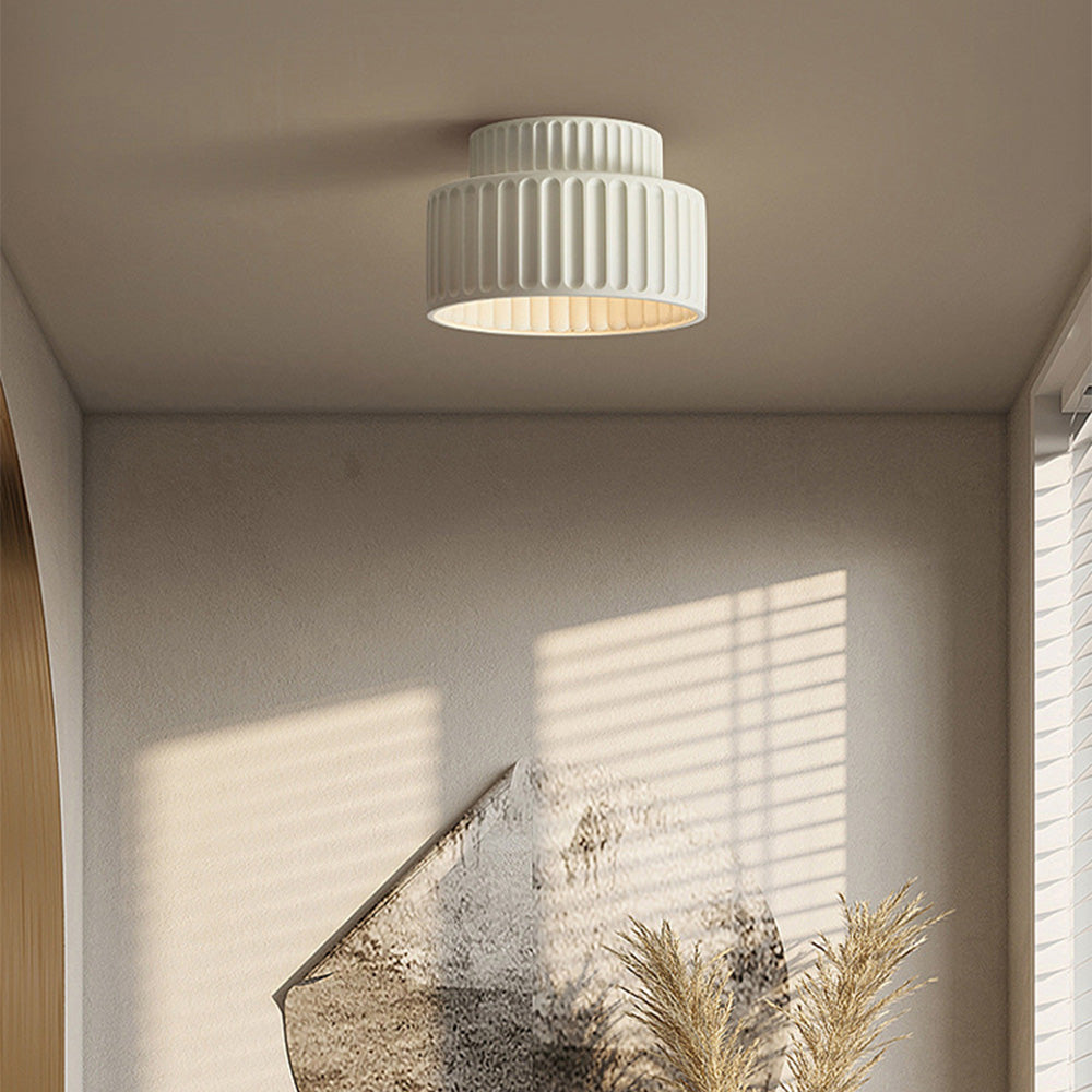 Deckenleuchte : Plafonnier Cannelé - Design Tambour à Deux Niveaux dans de Roselva