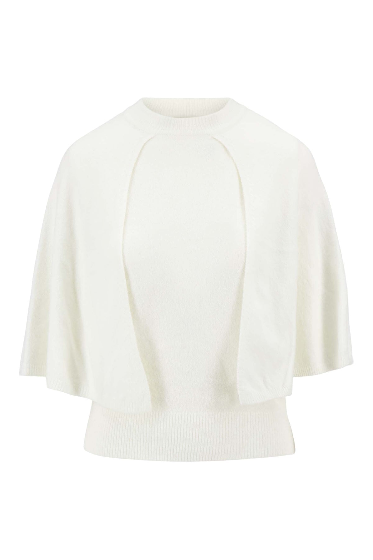 Sweater : Pull Tricote avec Cape dans Blanc Croquant de Marche Lino