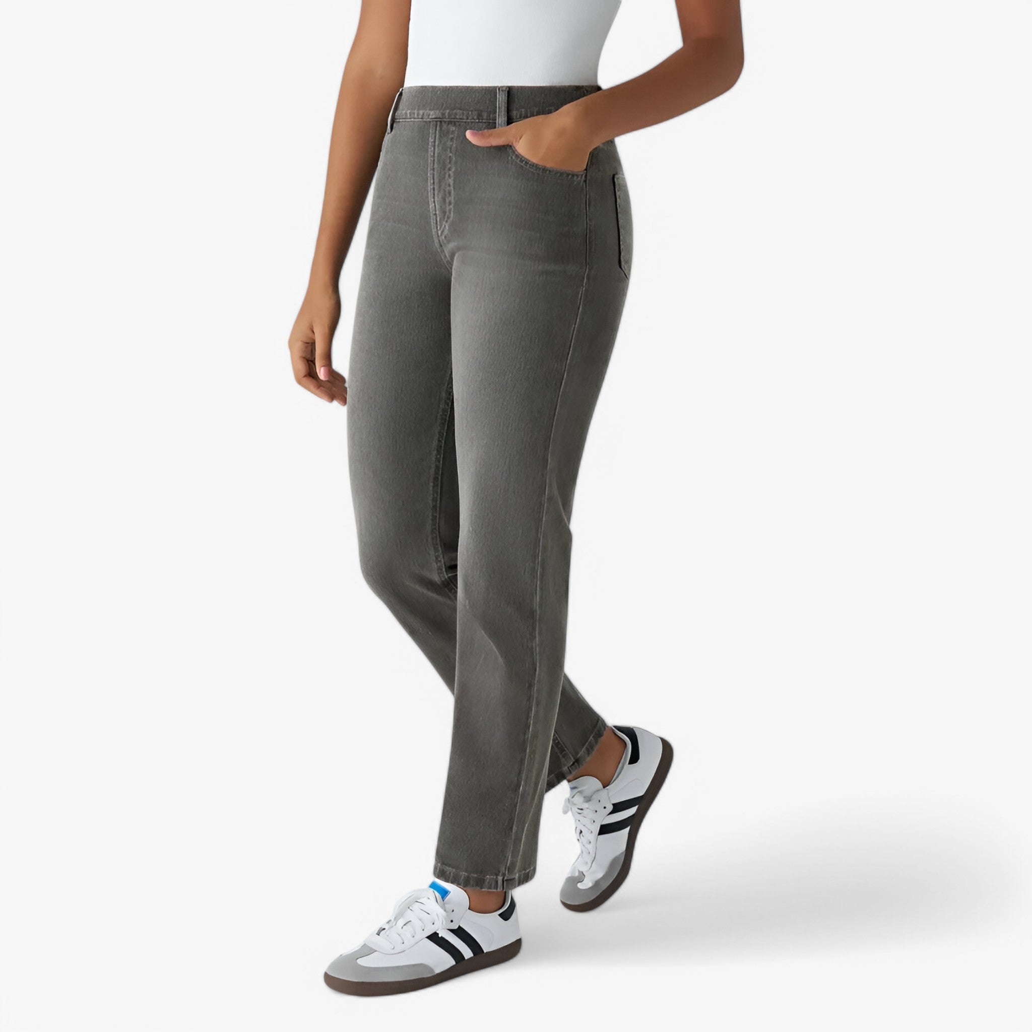 Pants : Pantalon taille haute - Extensible et Confortable dans de Marche Lino