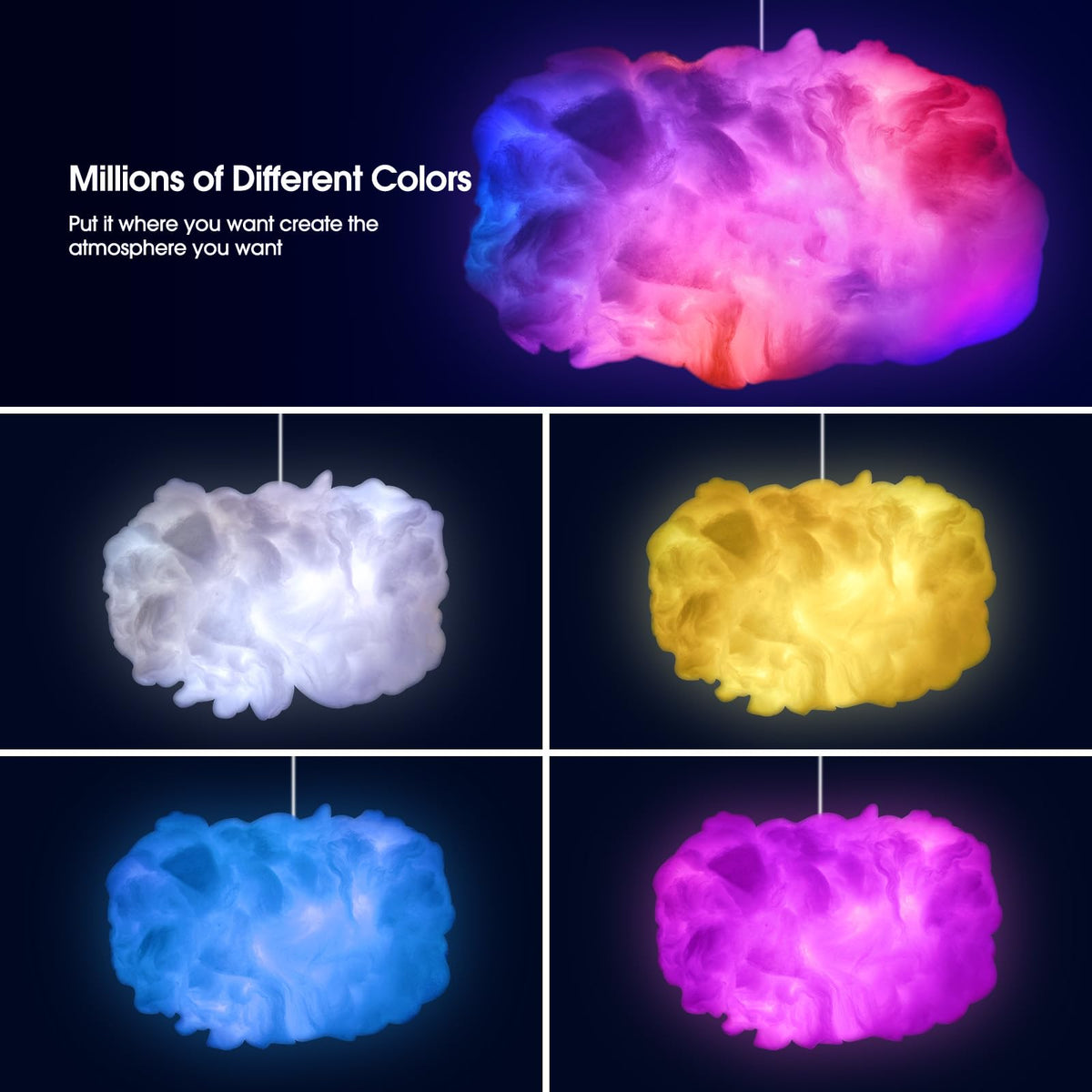LED Cloud Light : Dream Cloud Light – Lampe LED RGB Synchronisée à la Musique dans de Marche Lino