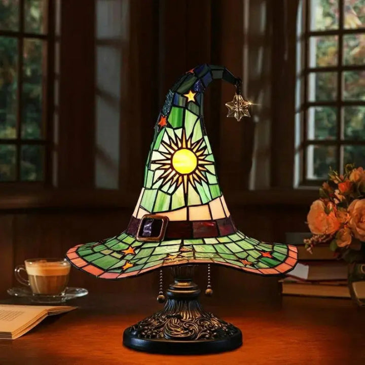 Lampe Chapeau de Sorcière en Verre Teinté - Lumière Chaude Artisanale