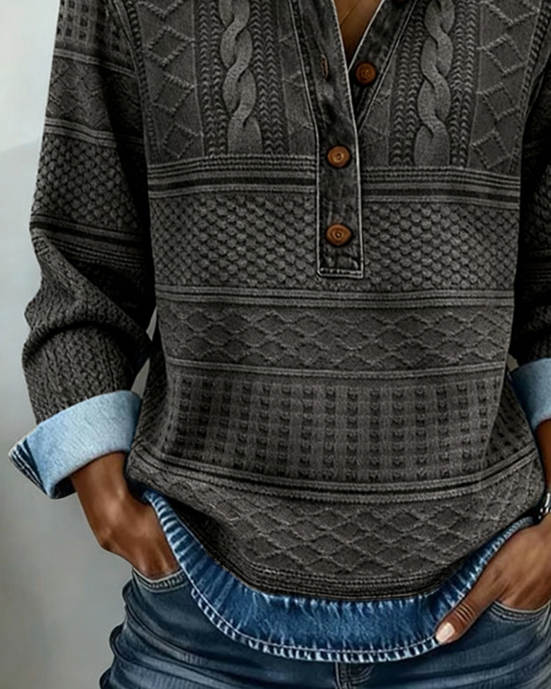 Sweatshirt : Sweat-shirt Chic à Col Semi-Boutonné Sweatshirt dans de Marche Lino
