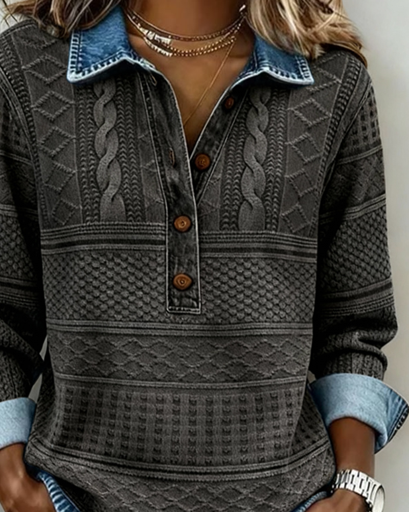 Sweatshirt : Sweat-shirt Chic à Col Semi-Boutonné Sweatshirt dans de Marche Lino