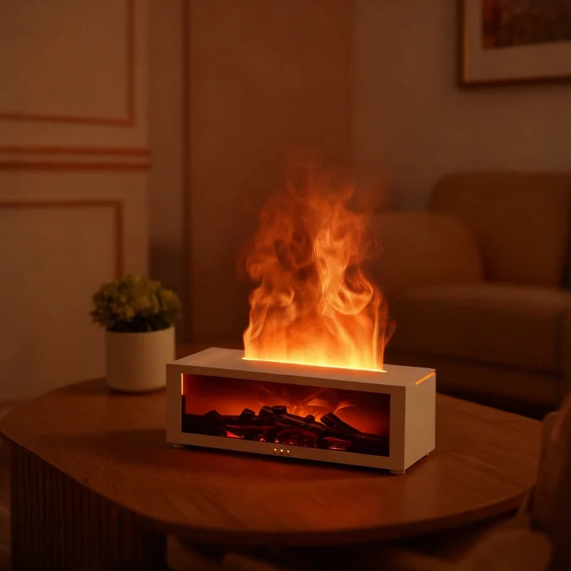 Home Decor : Humidificateur Flamme HearthGlow – Diffuseur Effet Feu Chaleureux dans de Marche Lino