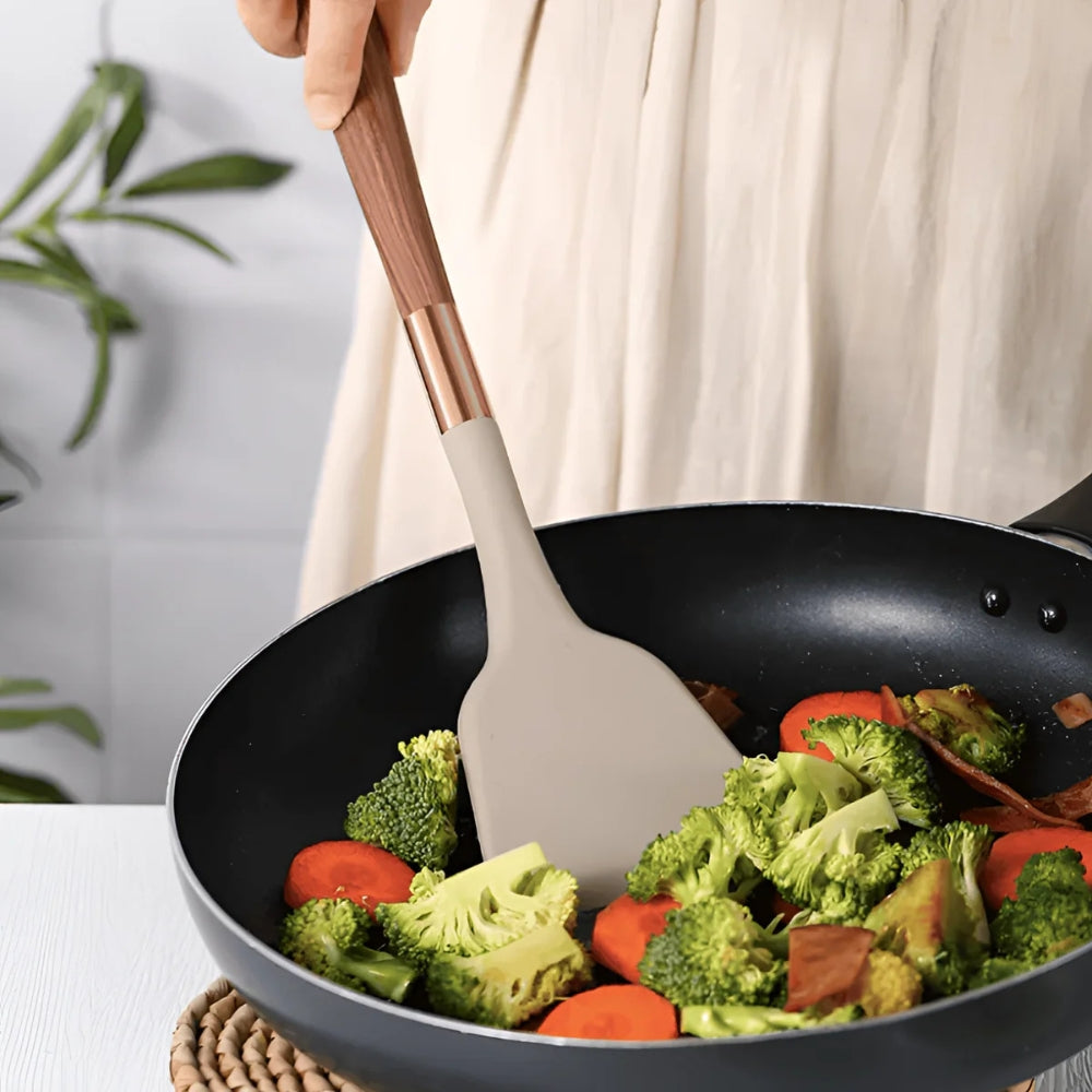 Cooking Utensils : Set ustensiles cuisine silicone 10 pièces, poignées confortables dans de Casa & Beyond
