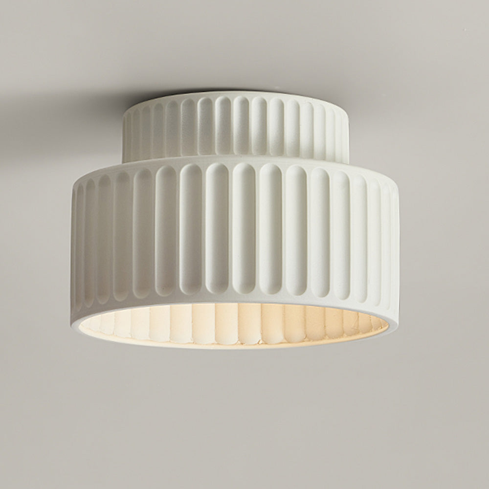 Deckenleuchte : Plafonnier Cannelé - Design Tambour à Deux Niveaux dans de Roselva
