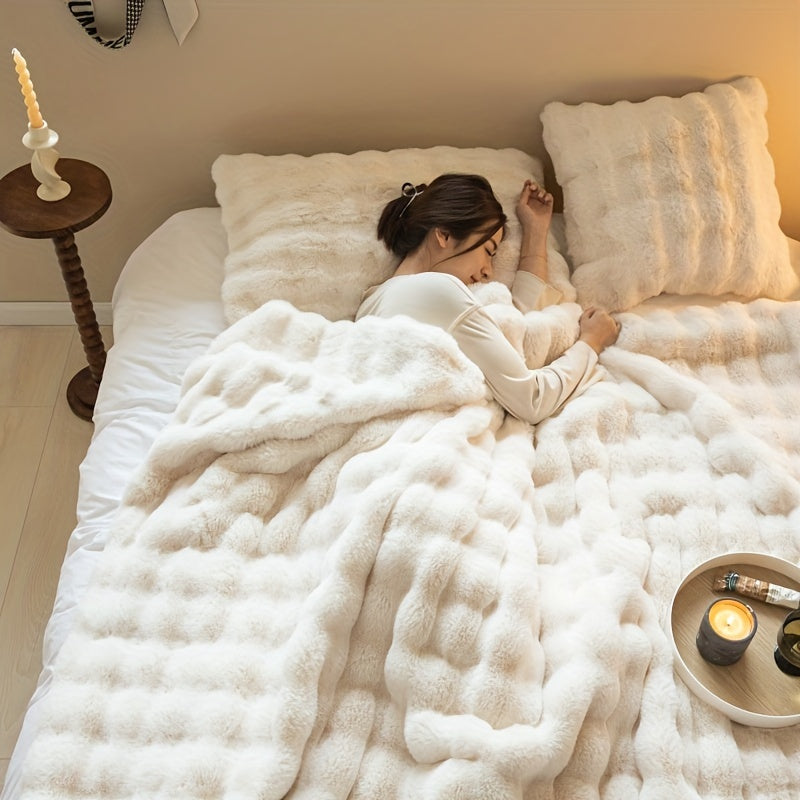 : Plaid Polaire Texture Bulle dans de Marche Lino