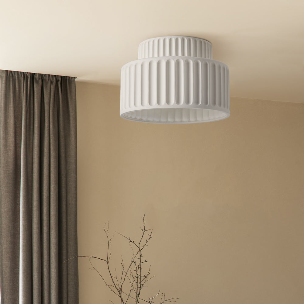 Deckenleuchte : Plafonnier Cannelé - Design Tambour à Deux Niveaux dans de Roselva
