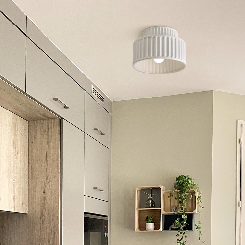 Deckenleuchte : Plafonnier Cannelé - Design Tambour à Deux Niveaux dans de Roselva
